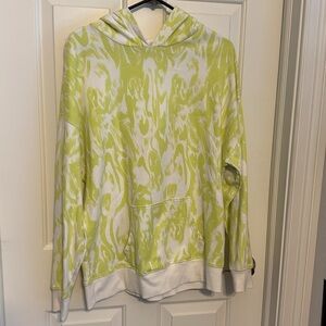 BP Hoodie Sweatshirt Cream Green Brush Stroke Marble Casual Oversized Sz M